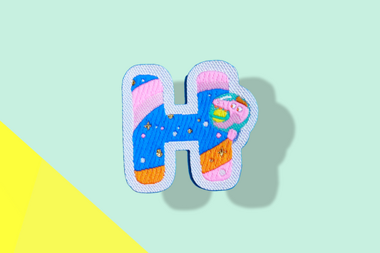 H-アルファベットワッペン(宇宙恐竜)