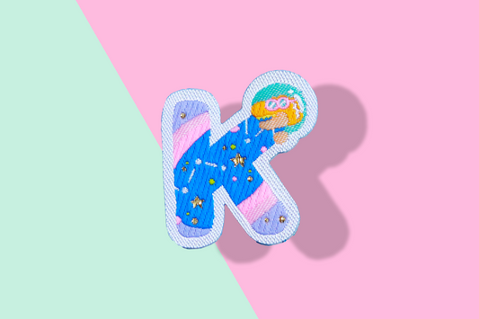 K-アルファベットワッペン(宇宙恐竜)