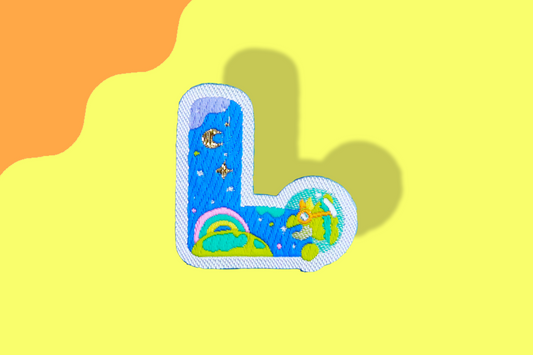 L-アルファベットワッペン(宇宙恐竜)