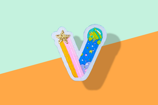 V-アルファベットワッペン(宇宙恐竜)