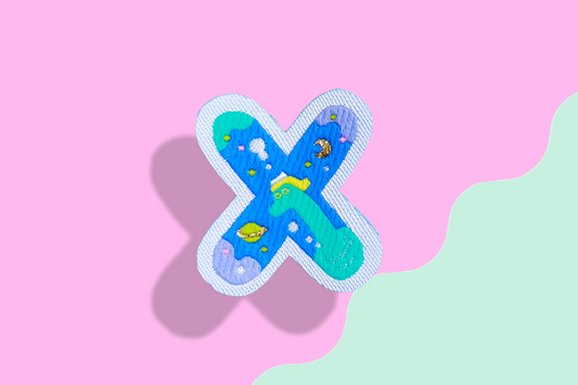 X-アルファベットワッペン(宇宙恐竜)